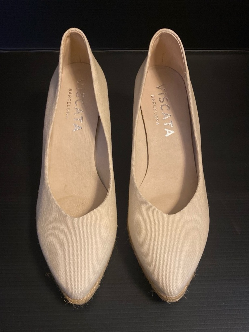 VISCATA Barcelona Women's Nude Pointed Wedge Espadrilles Size 8.5